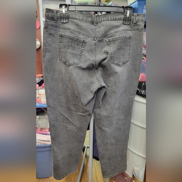Gloria Vanderbilt Amanda 18W 40" Waist Charcoal Jeans 28" Inseam 16" Hem - Picture 5 of 13